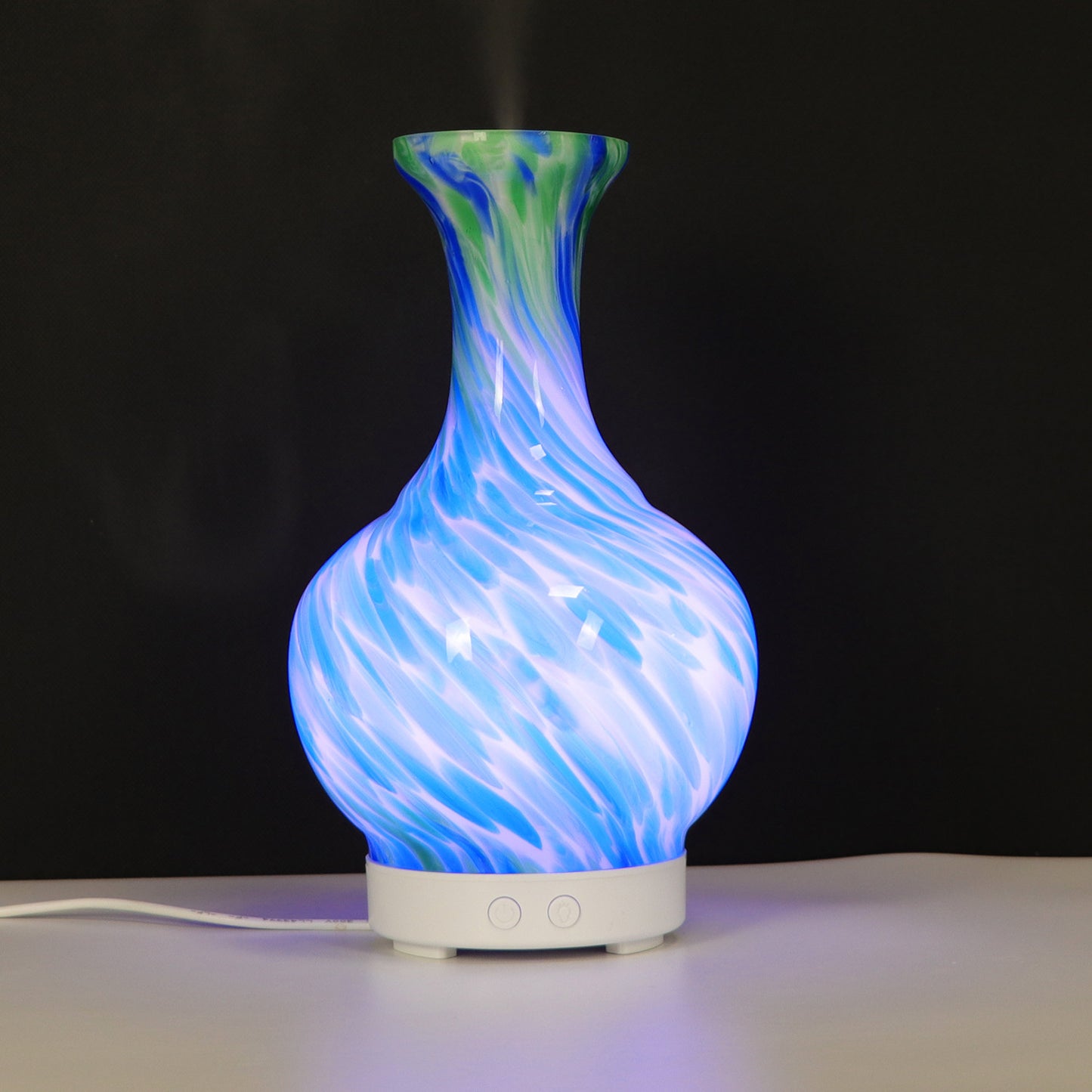 Low Stock Aroma Atomiser - Glass Vase Blue and Green UK Plug