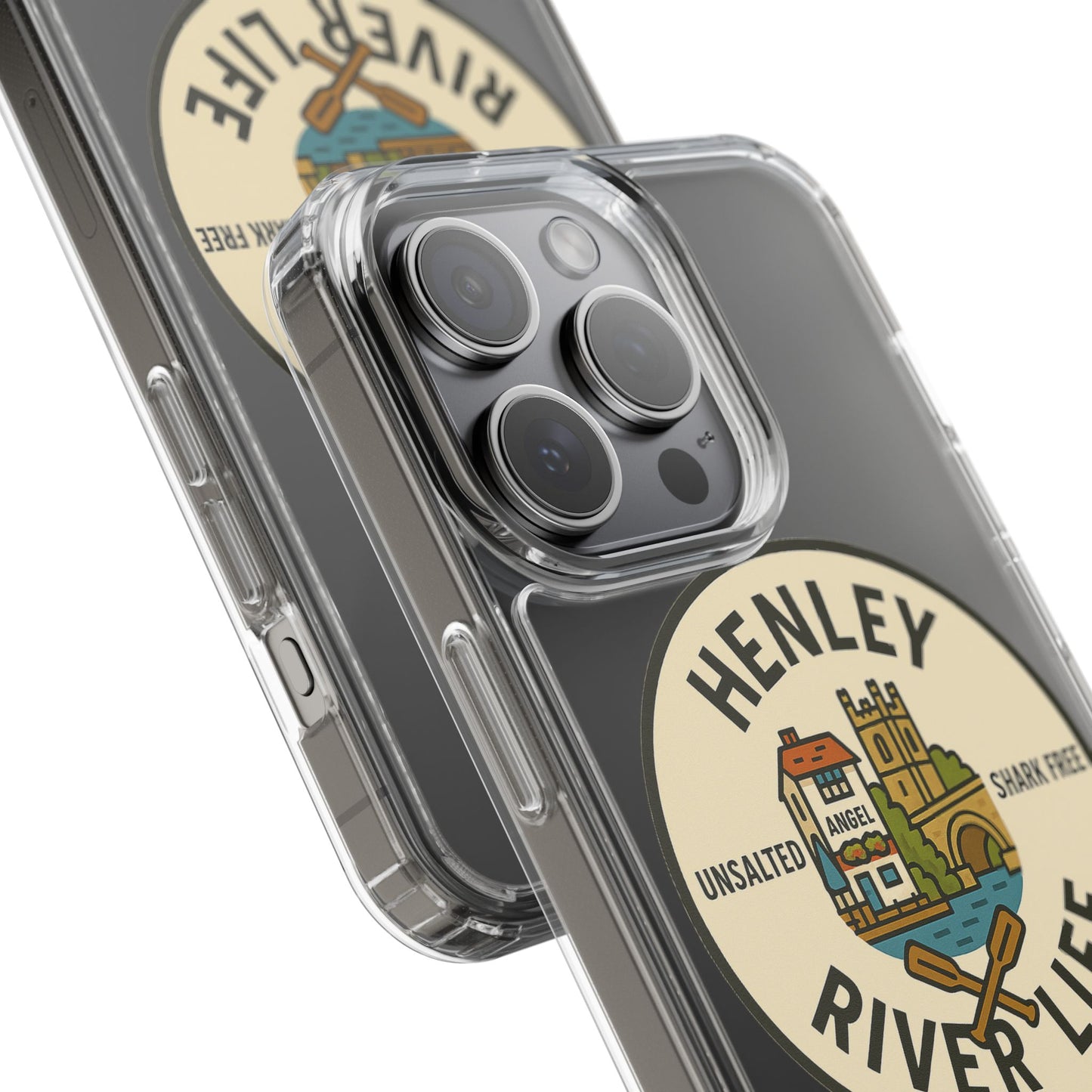 Henley River Life Clear Phone Case - Unsalted & Shark Free Design