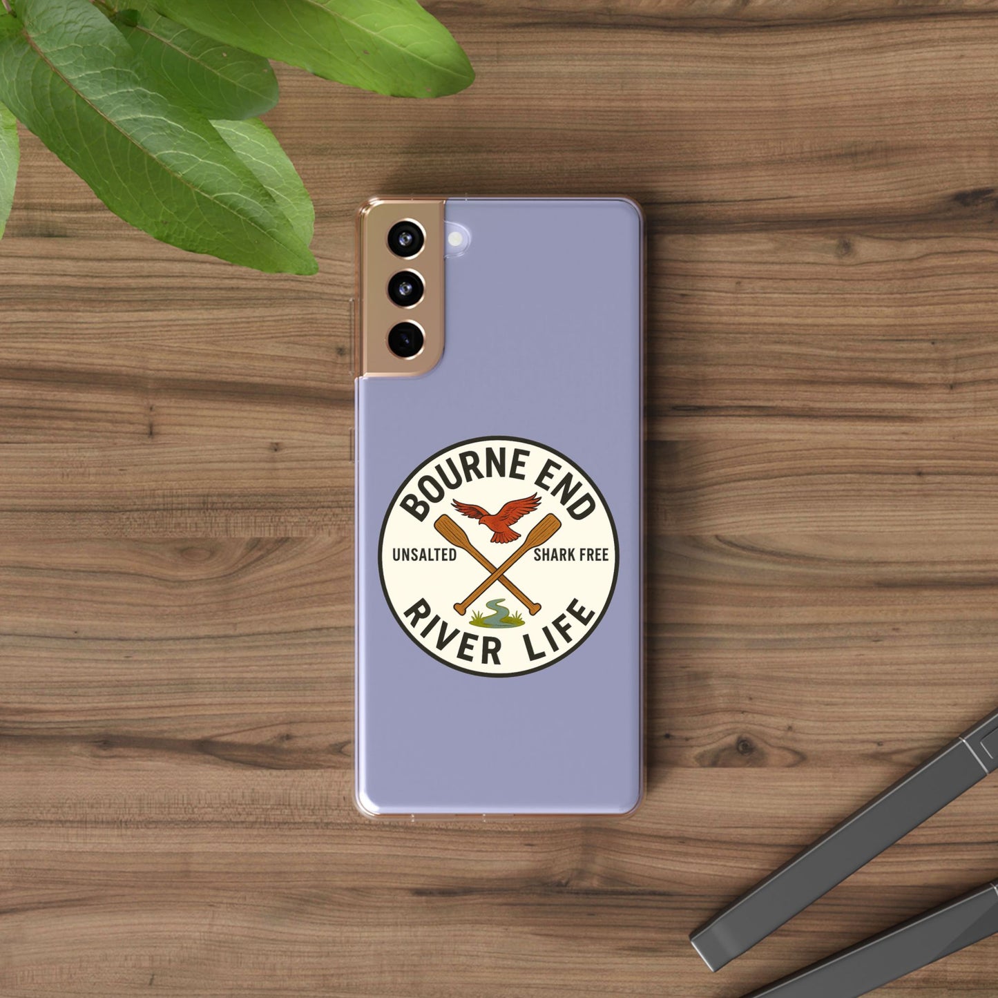 Bourne End River Life Clear Phone Case - Unsalted & Shark Free Design