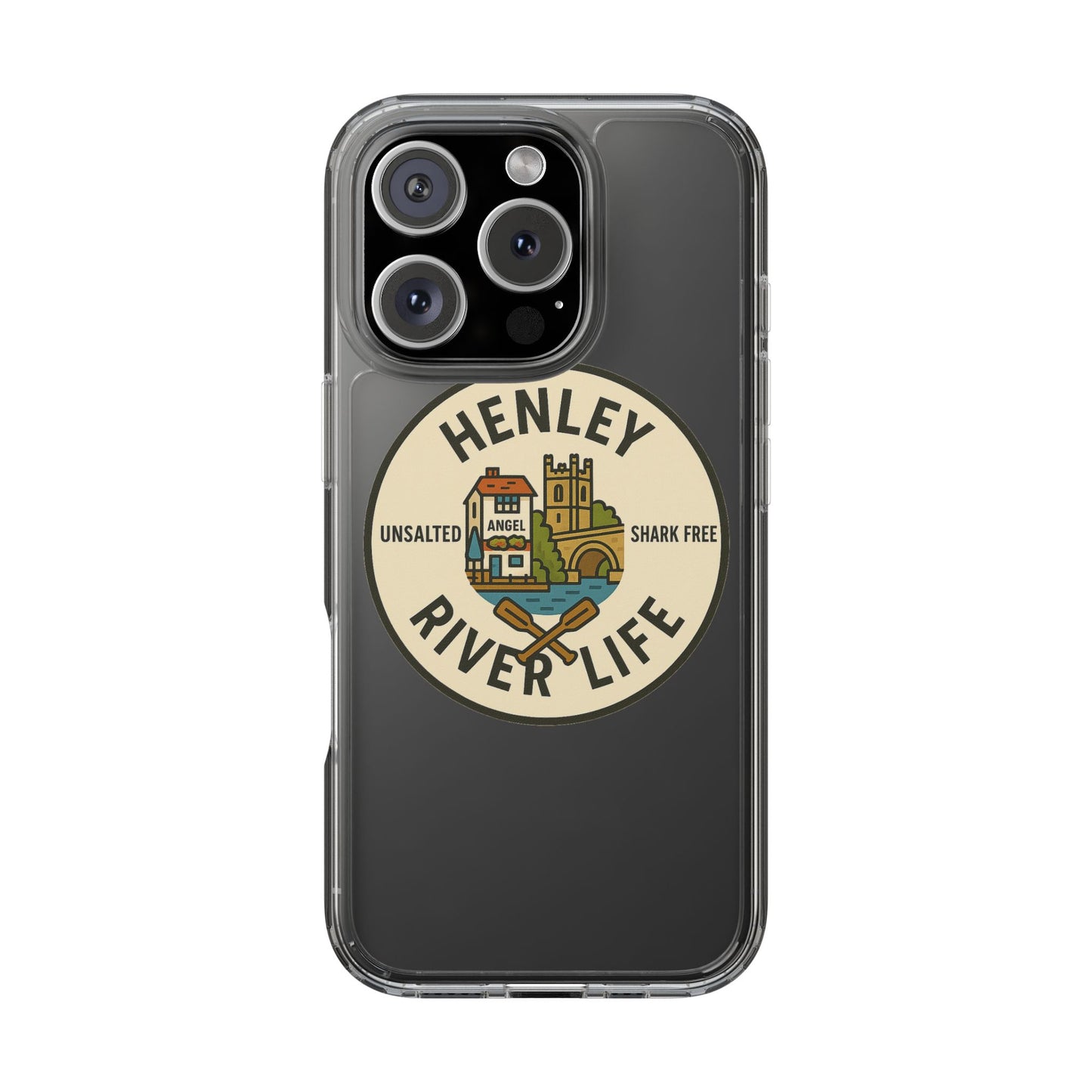 Henley River Life Clear Phone Case - Unsalted & Shark Free Design