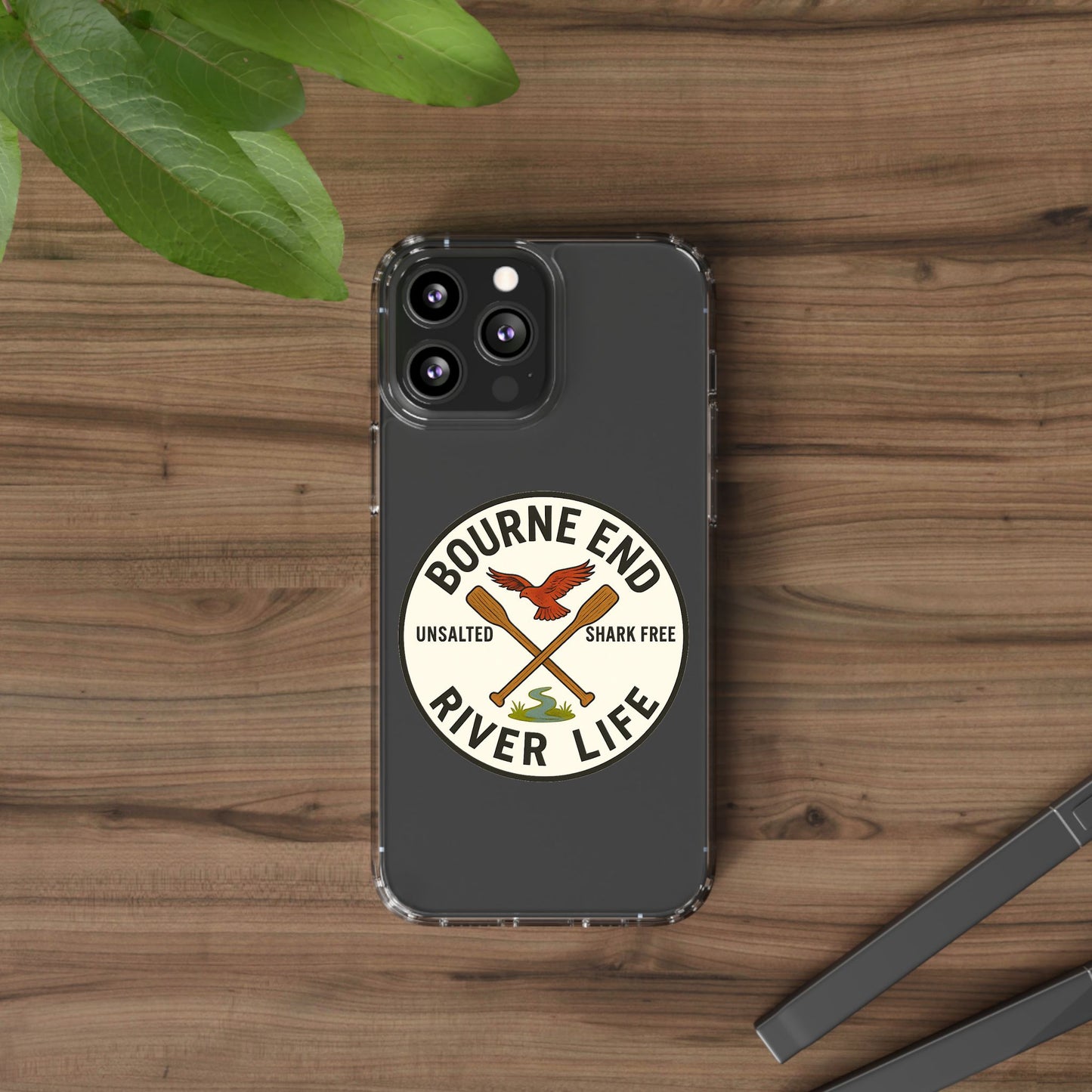 Bourne End River Life Clear Phone Case - Unsalted & Shark Free Design