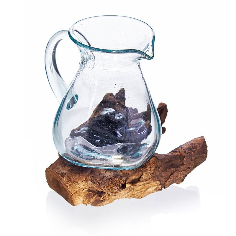 Molten Glass on Wood- Water Jug. Product code: MGW-08