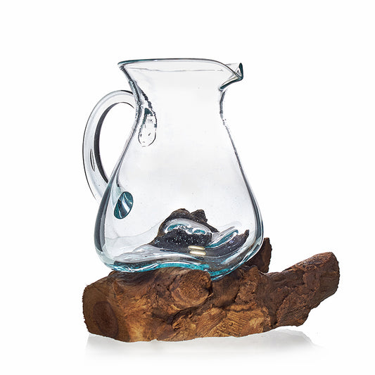 Molten Glass on Wood- Water Jug. Product code: MGW-08