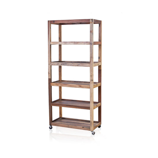 Six Shelf Display with Casters - Recycled Teak Wood. Product code: ACShop-08