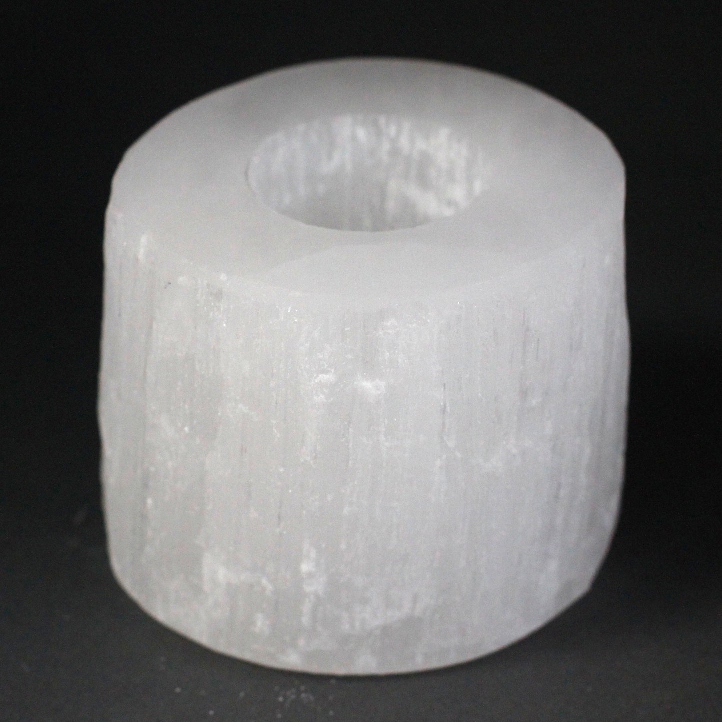 Selenite Cylinder Candle Holder - 8 cm.  Diameter 8cm, Height 8cm