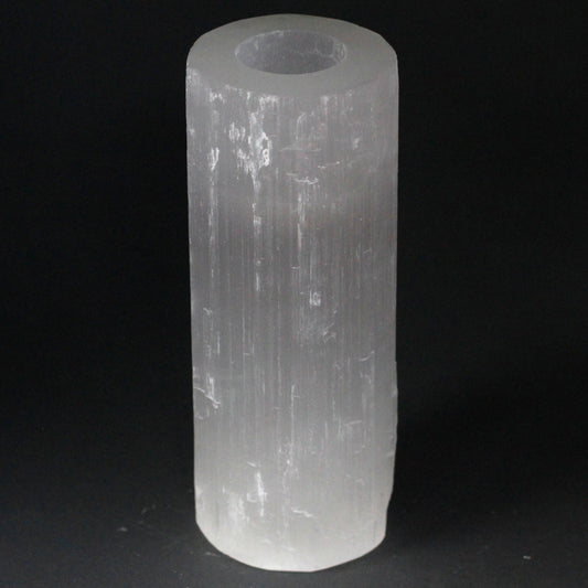 Selenite Cylinder Candle Holder - 20 cm. Diameter 8cm, Height 20cm