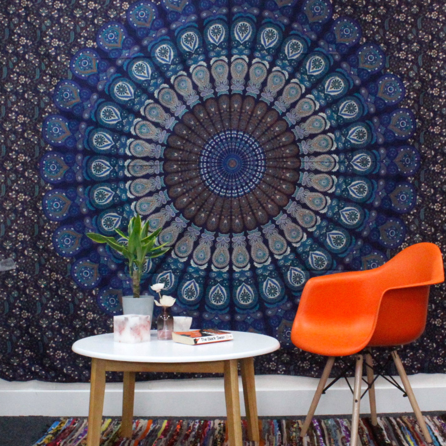 Single Cotton Bedspread + Wall Hanging - Mandala Elephant