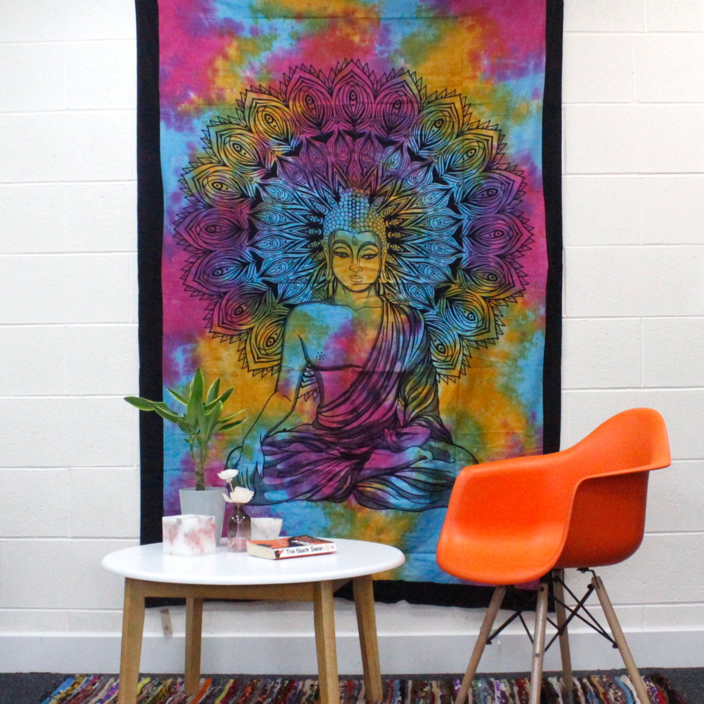 Single Cotton Bedspread + Wall Hanging - Chakra Buddha