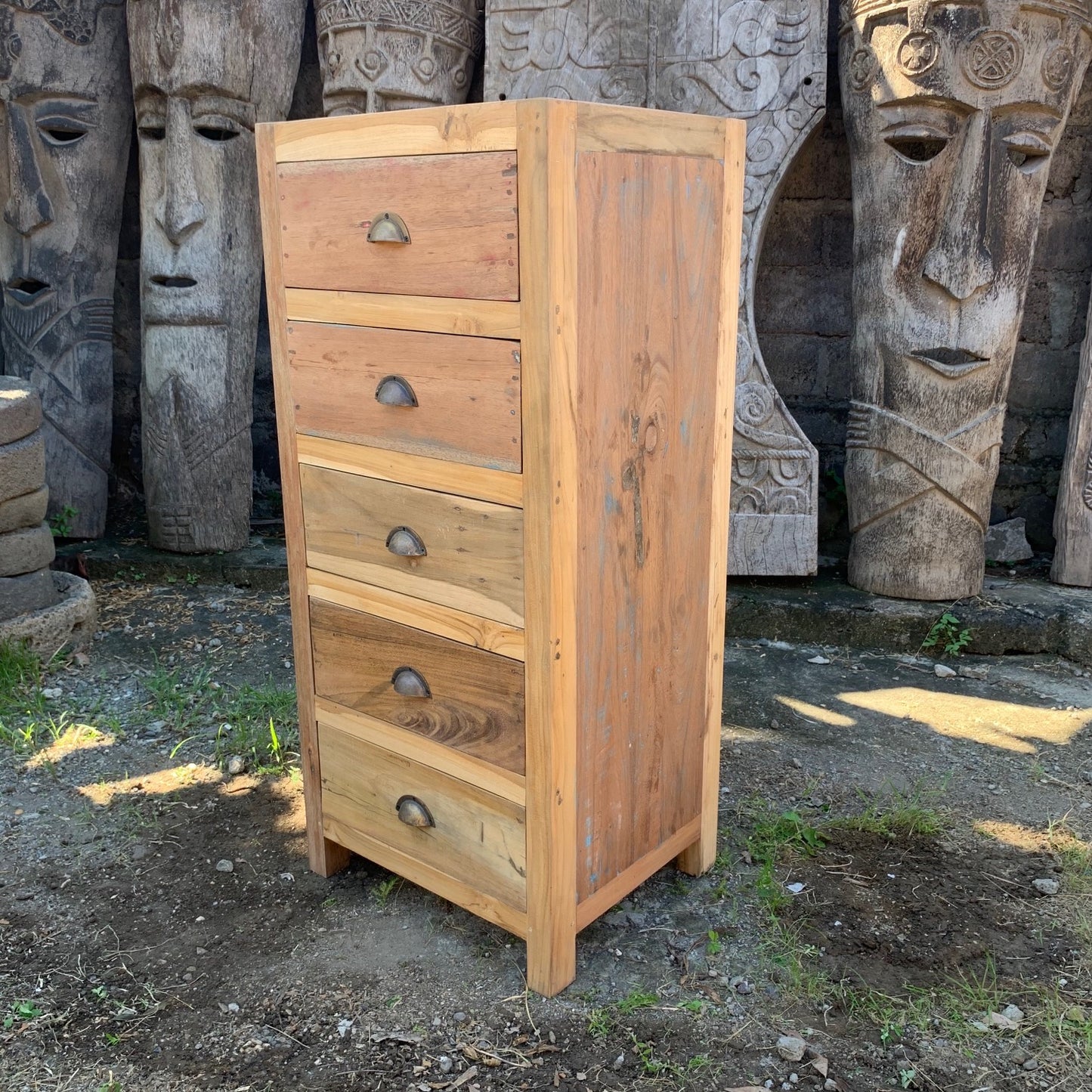 Tall set of 5 Draws - Recycled Teak Wood. Product code: ACShop-17