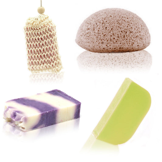 Low Stock - Soap, Solid Shampoo & Sponge Set. Product Code: BNDL-20