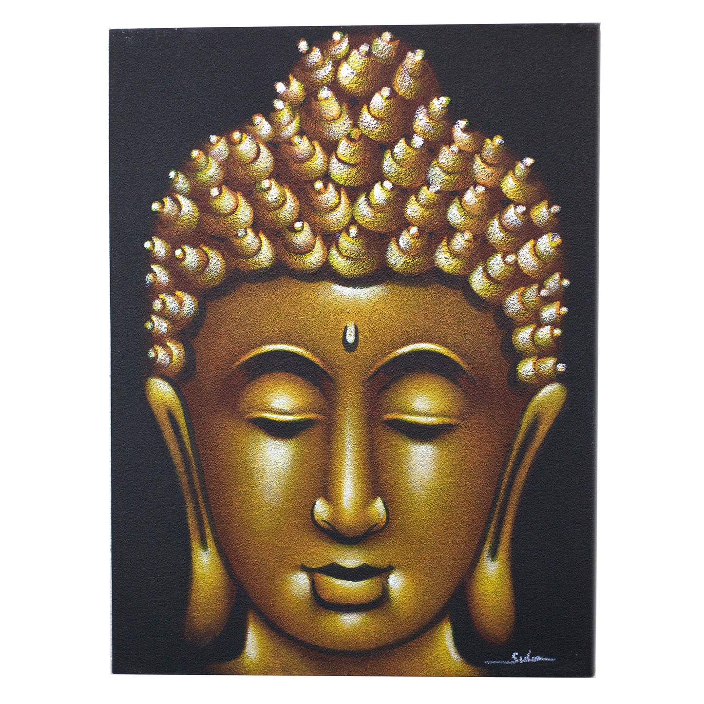 Buddha Painting - Gold Sand Finish. Product Code: BAP-01