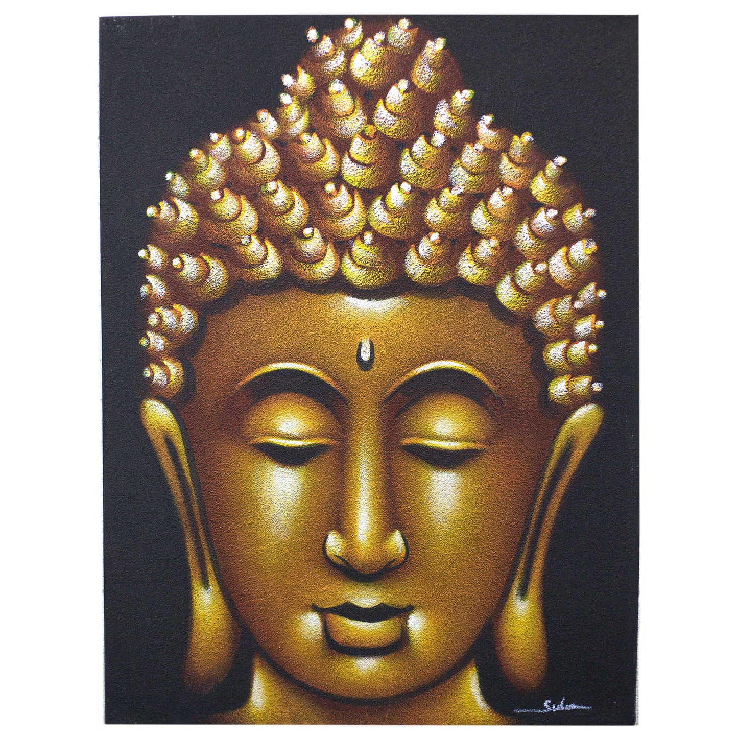 Buddha Painting - Gold Sand Finish. Product Code: BAP-01