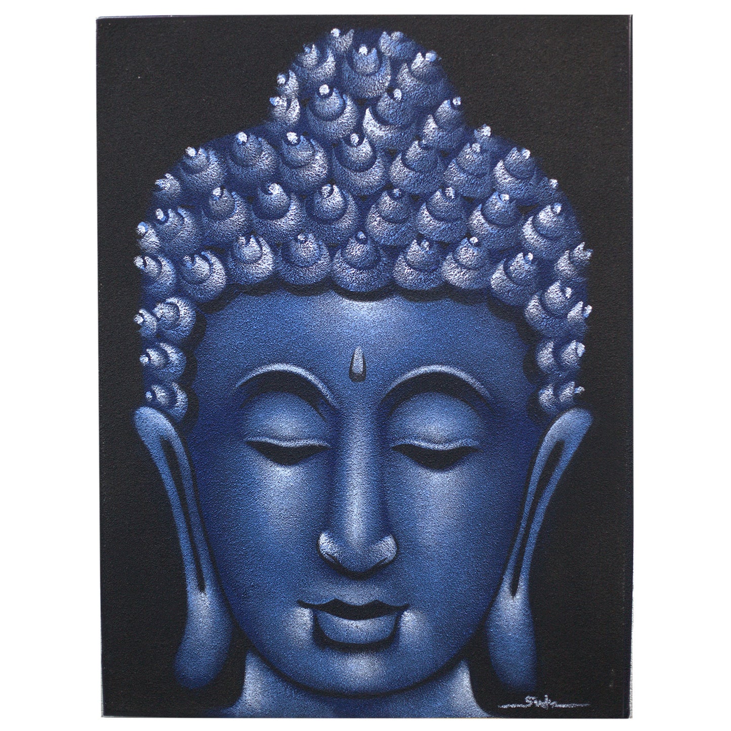 Buddha Painting - Blue Sand Finish. Product Code: BAP-03