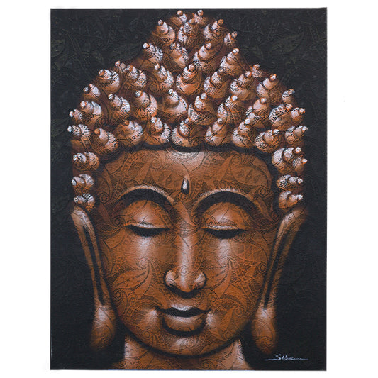 Buddha Painting - Copper Brocade Detail. Product Code: BAP-08