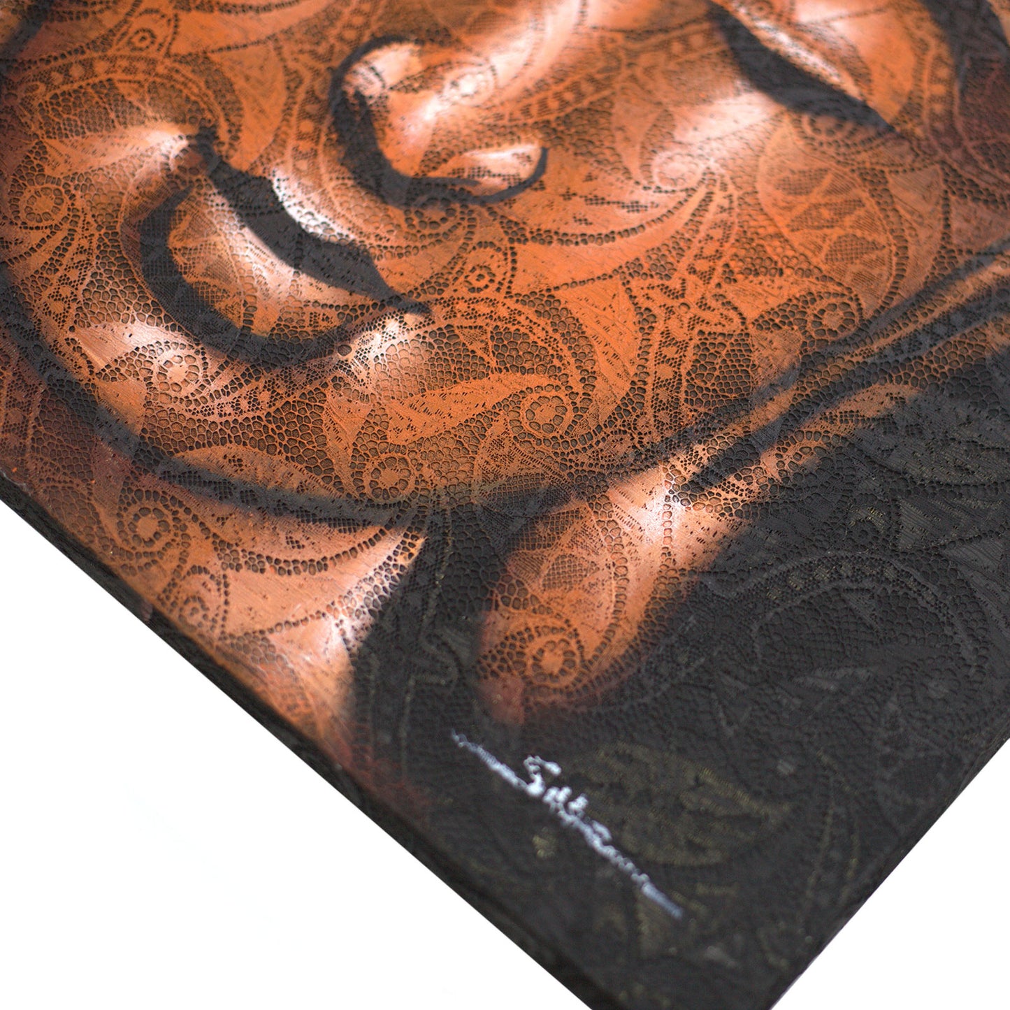 Buddha Painting - Copper Brocade Detail. Product Code: BAP-08