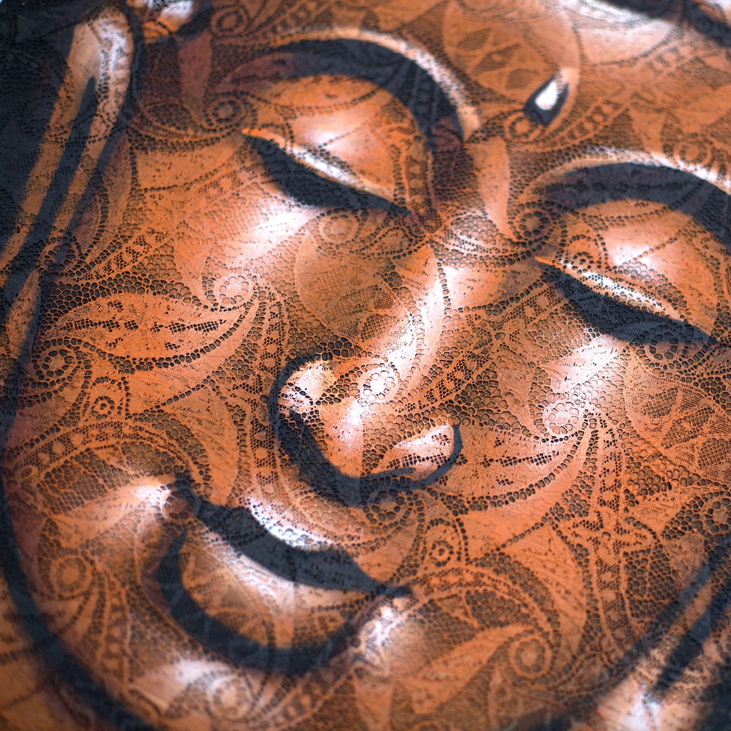 Buddha Painting - Copper Brocade Detail. Product Code: BAP-08