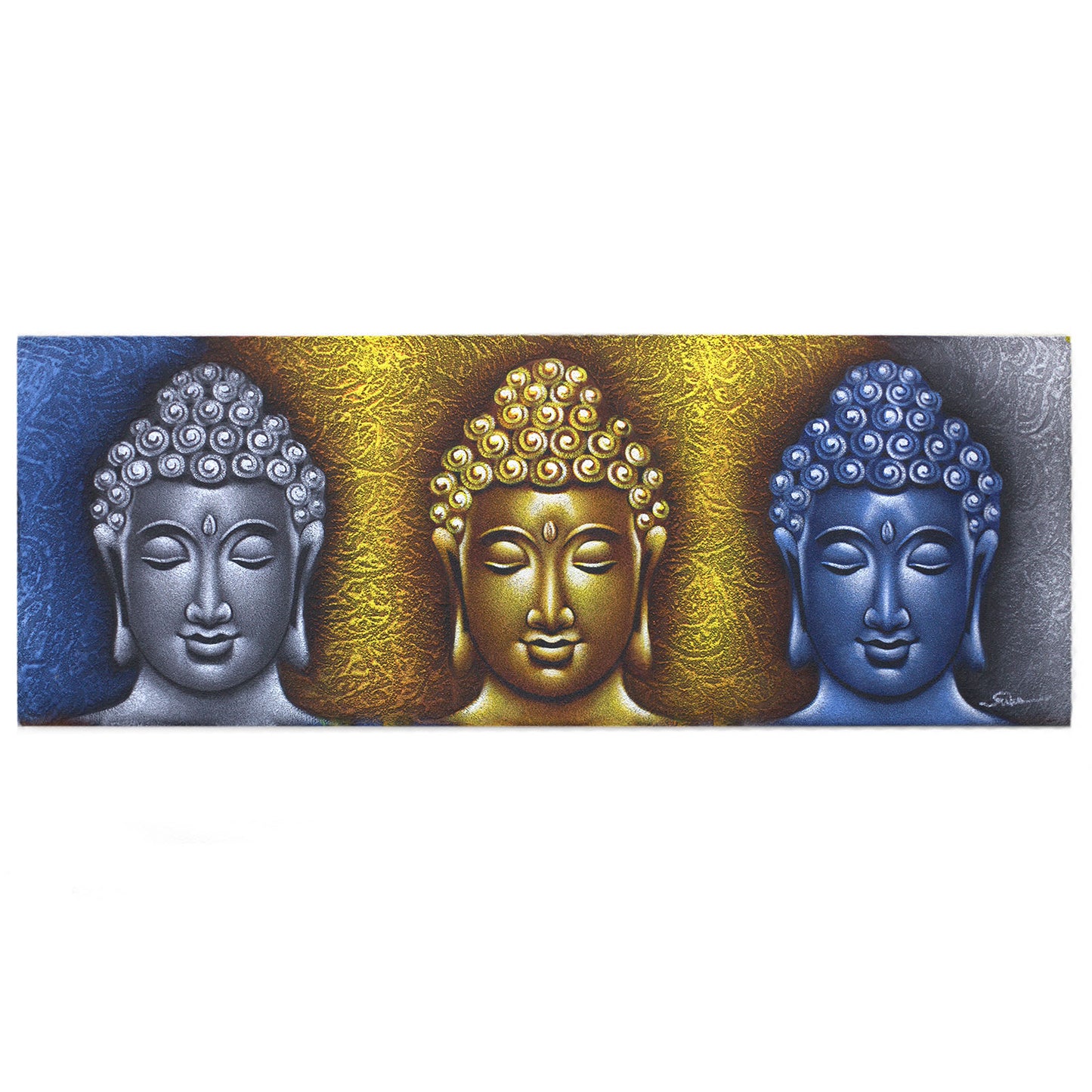 Buddha Painting - Three Heads Gold Detail. Product Code: BAP-14