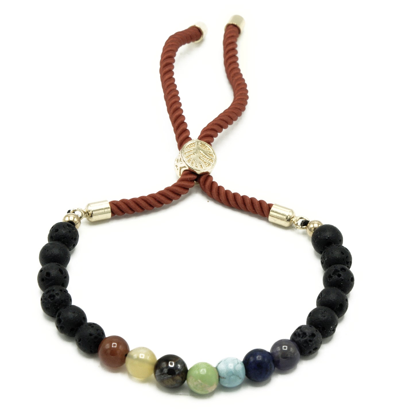 18K Gold Plated Gemstone Royal String Bracelet - Lava Stone Chakra