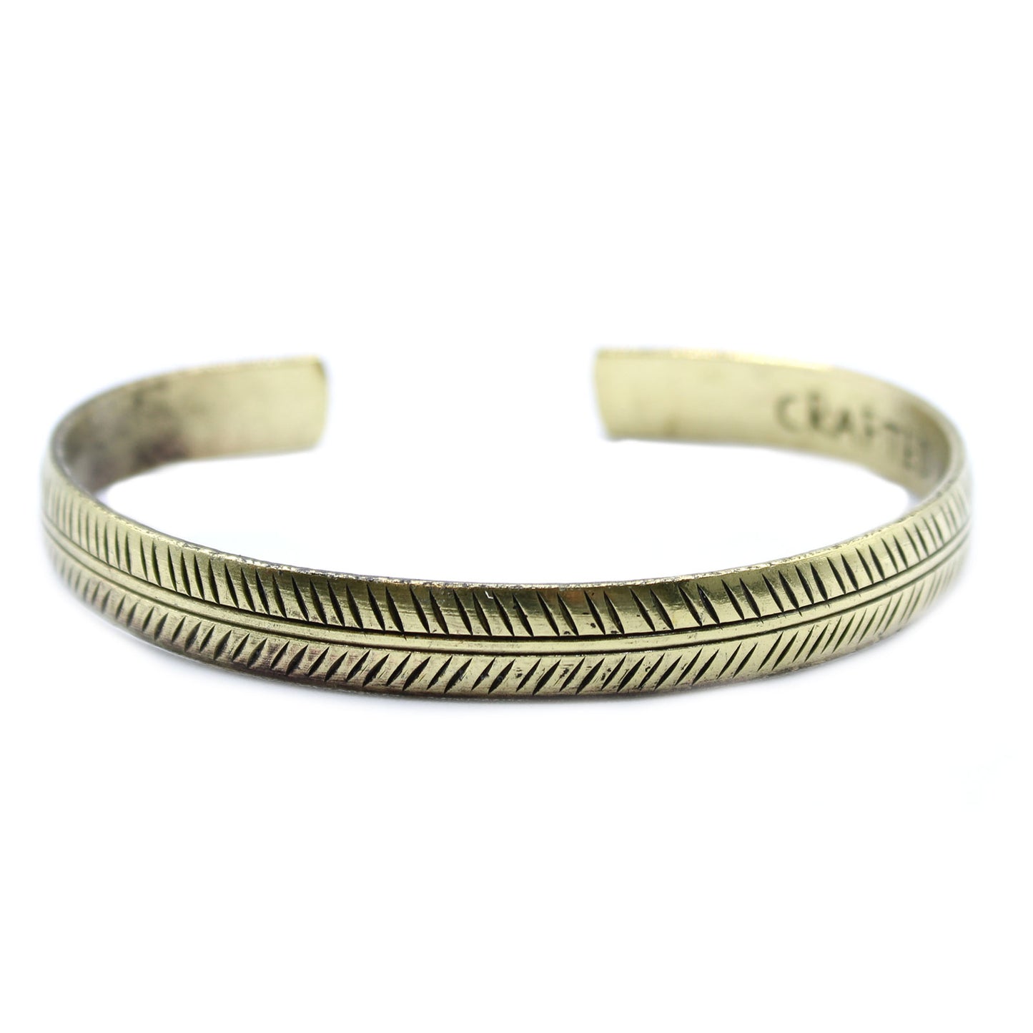 Brass Tibetan Bracelet - Slim Tribal Leaf