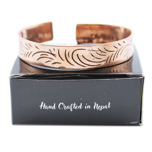 Out of Stock. Copper Tibetan Bracelet - Wide Tribal Swirls