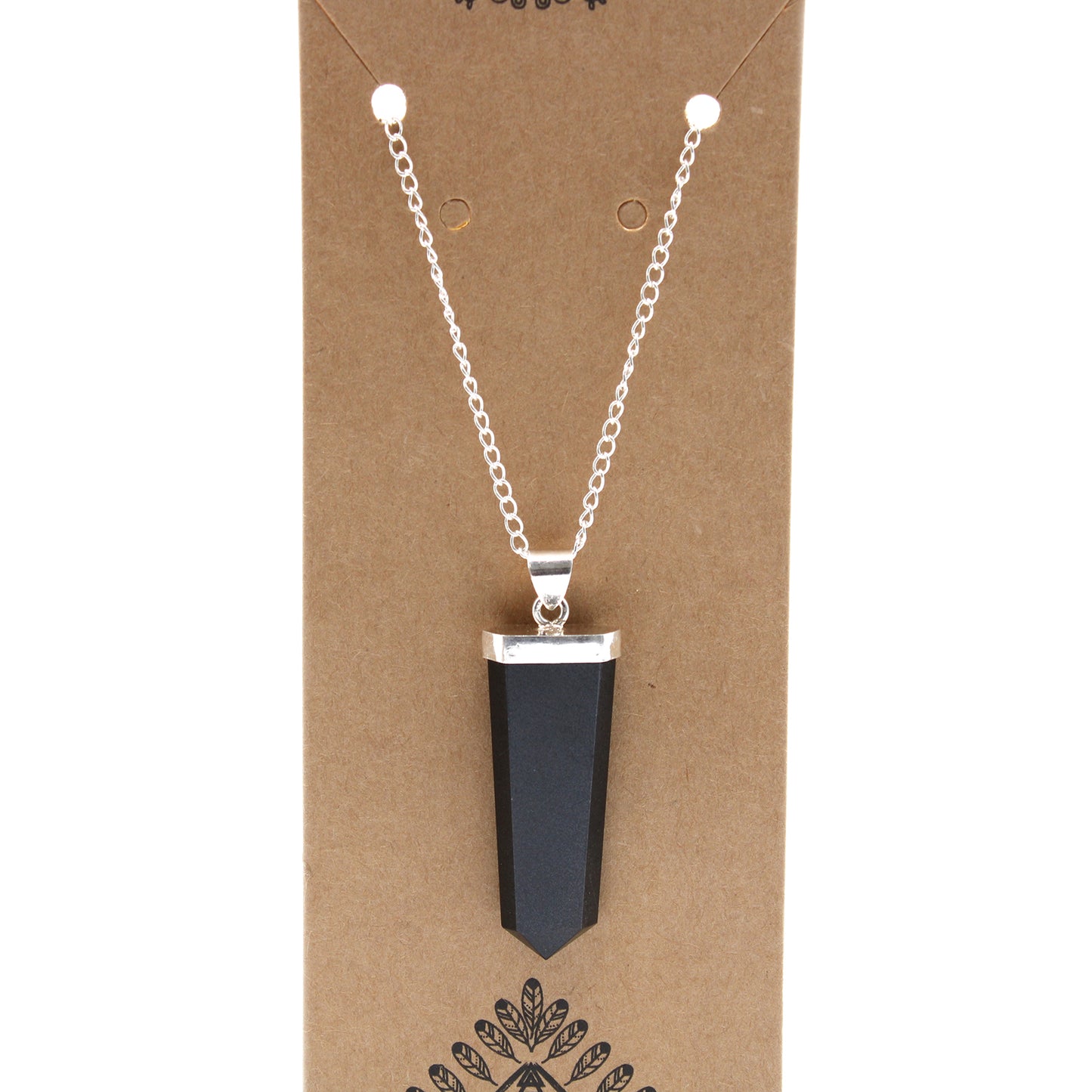 Gemstone Flat Pencil Pendant - Black Agate