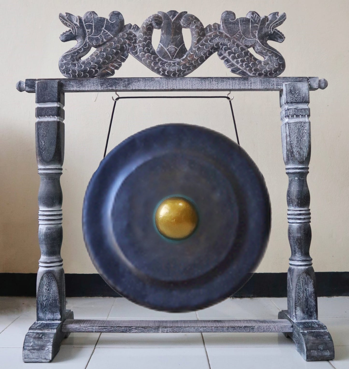 Medium Gong in Stand - 35cm - Black. Product code: JCG-03