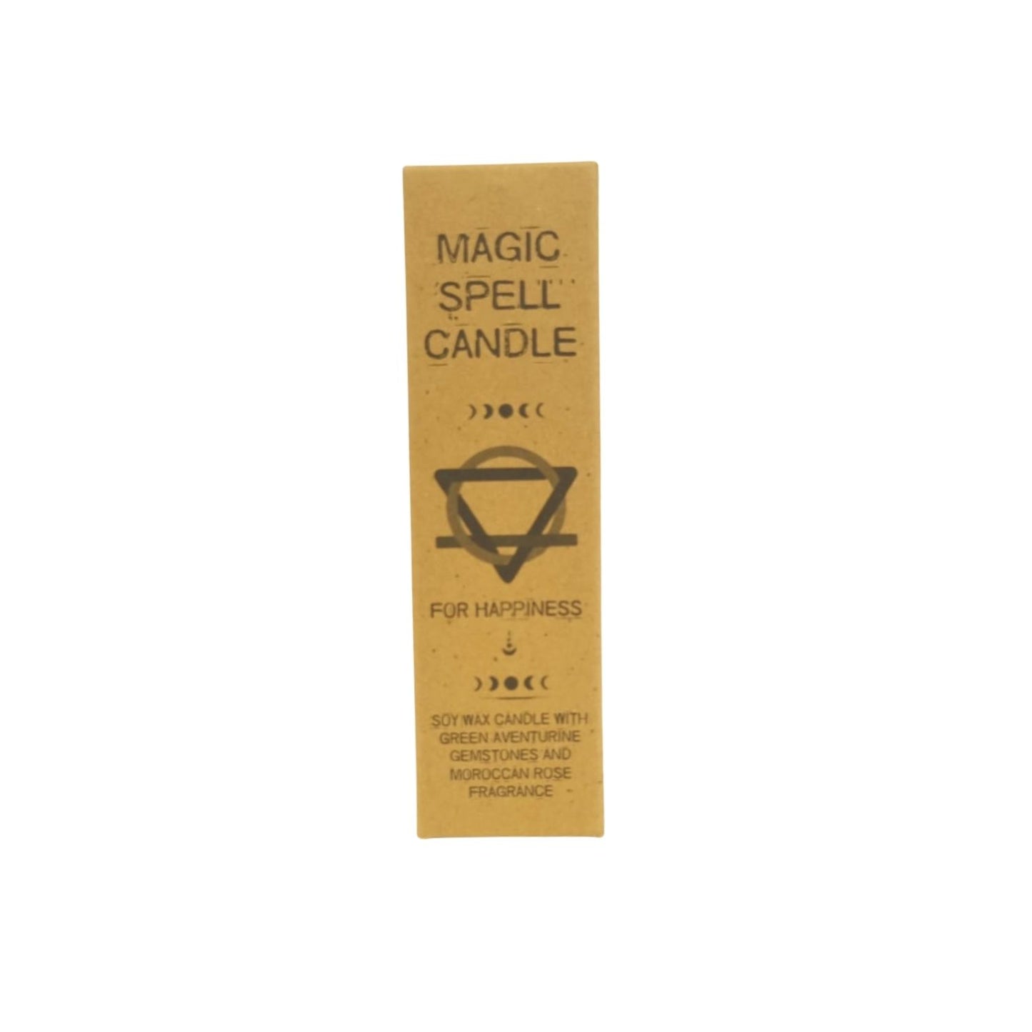 Magic Spell Candle - Happiness. Soy wax Candle with GREEN AVENTURINE gemstones & MOROCCAN ROSE fragrance