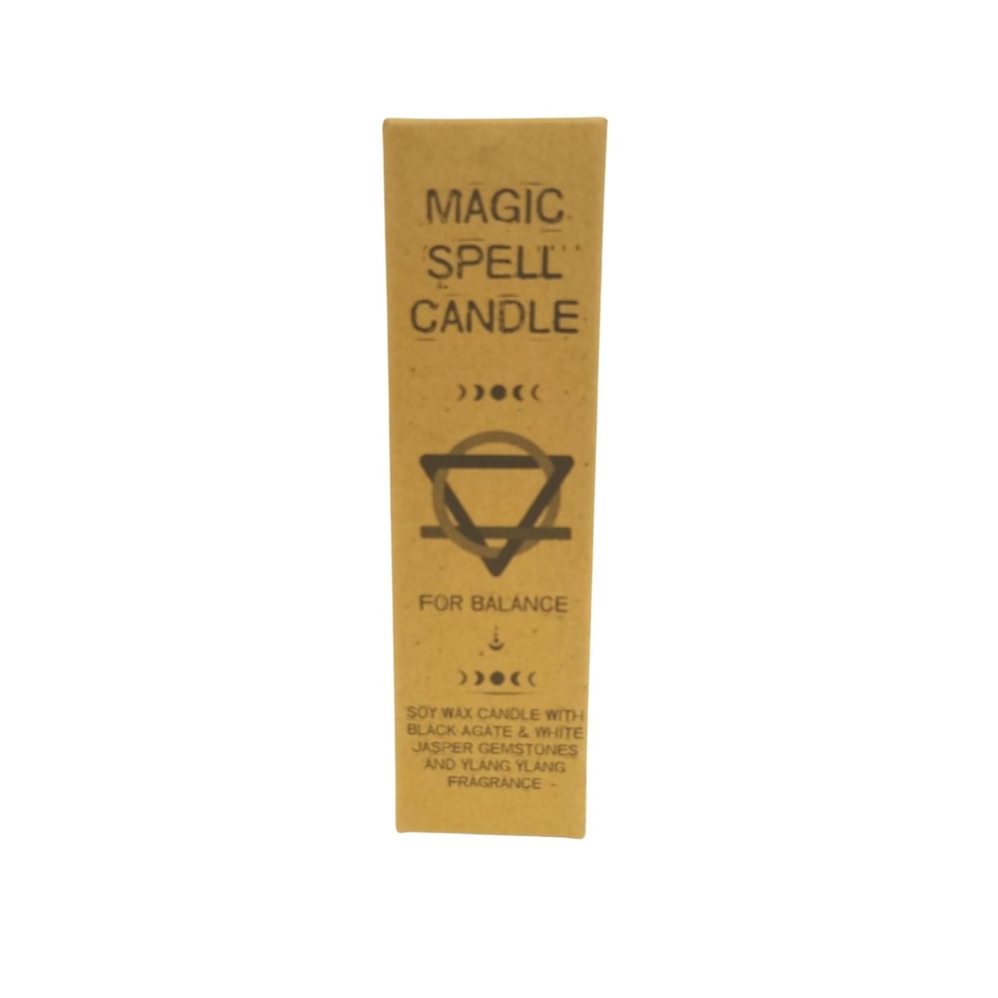 Magic Spell Candle - Balance. Soy wax Candle with BLACK AGATE & WHITE JASPER gemstones and YLANG YLANG