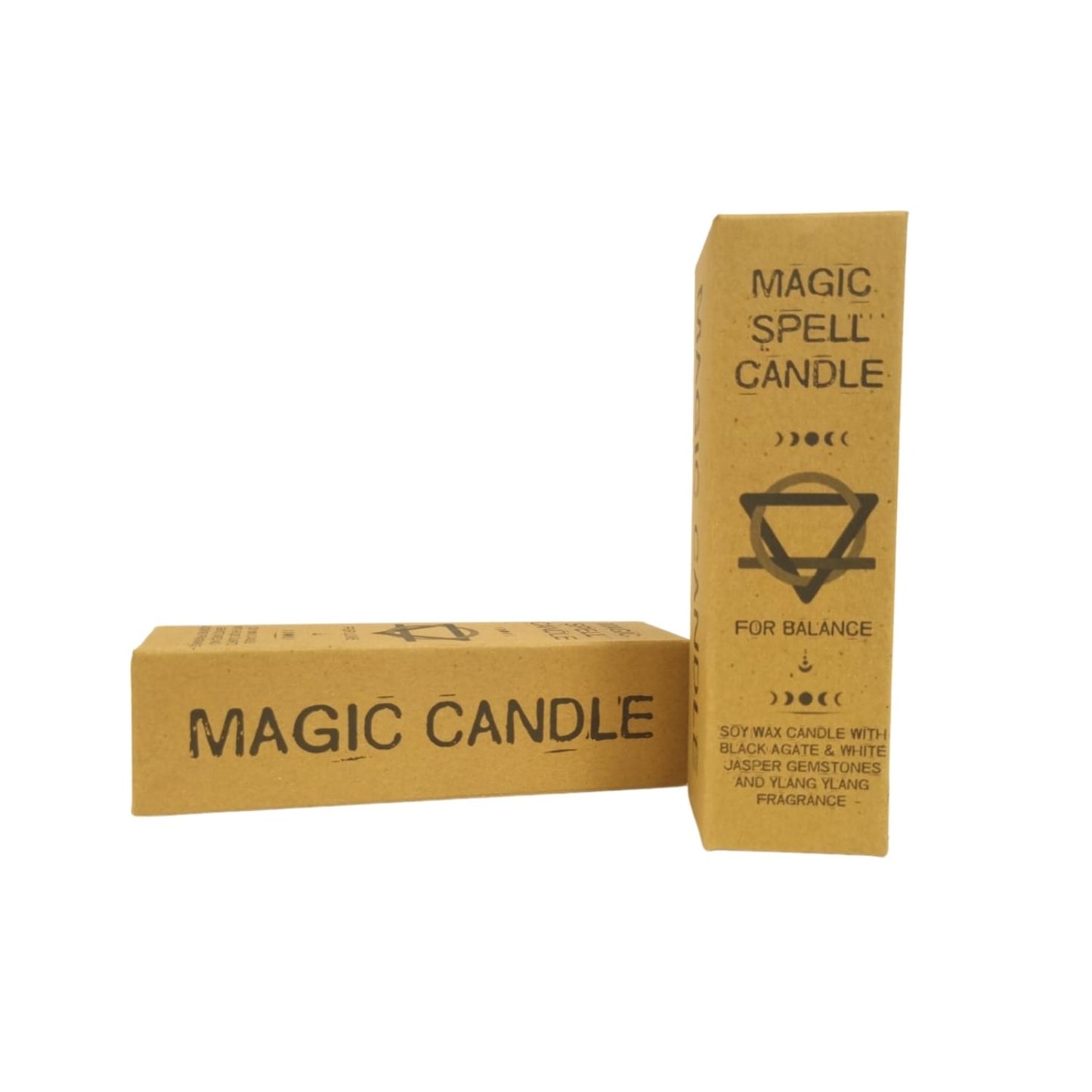 Magic Spell Candle - Balance. Soy wax Candle with BLACK AGATE & WHITE JASPER gemstones and YLANG YLANG