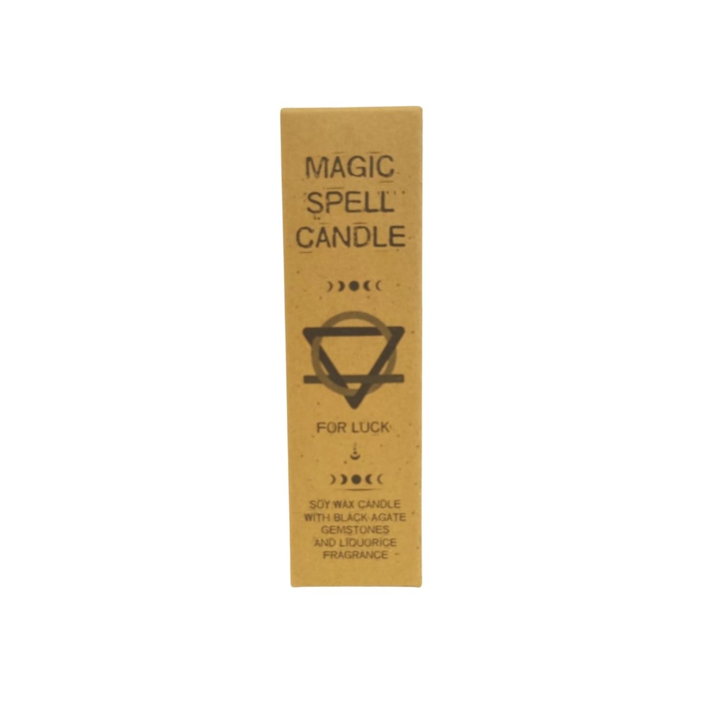 Magic Spell Candle - Luck. Soy wax Candle with BLACK AGATE gemstones & LIQUORICE fragrance