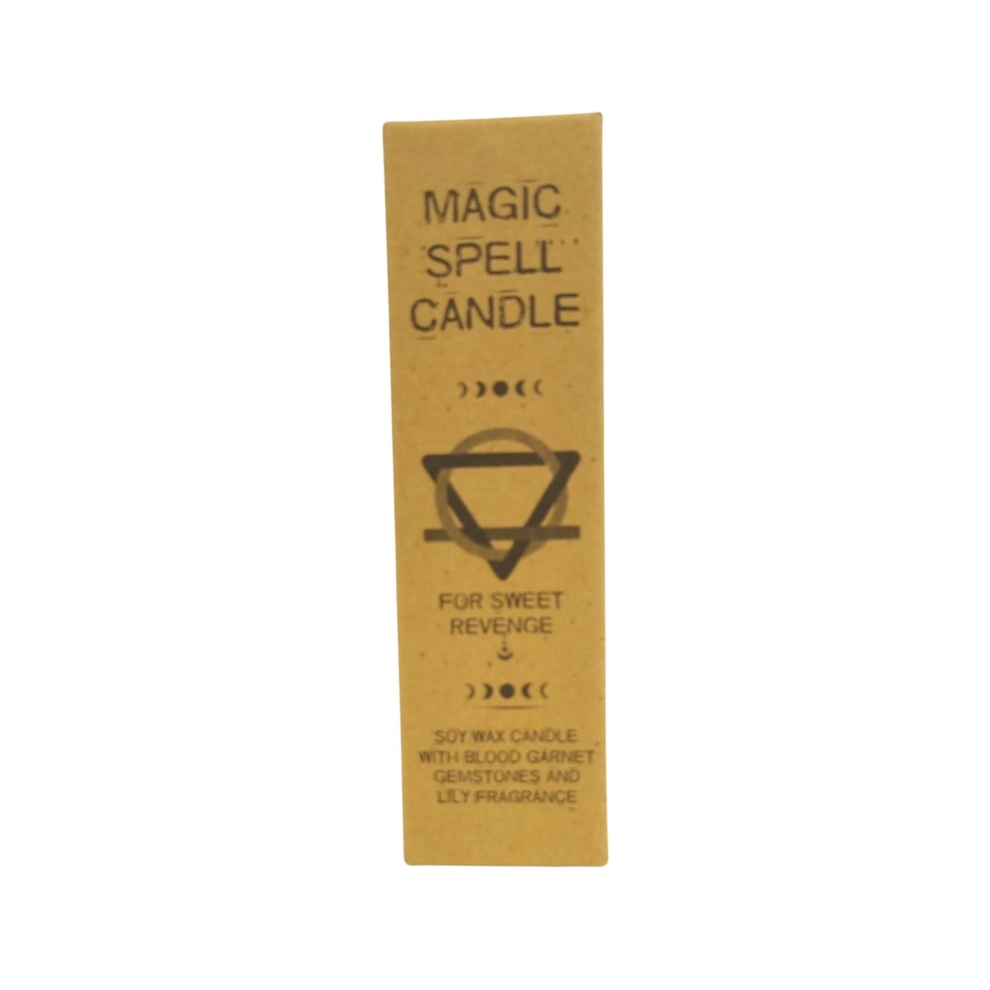 Magic Spell Candle - Sweet Revenge. Soy wax Candle with BLOOD GARNET gemstones & LILY fragrance