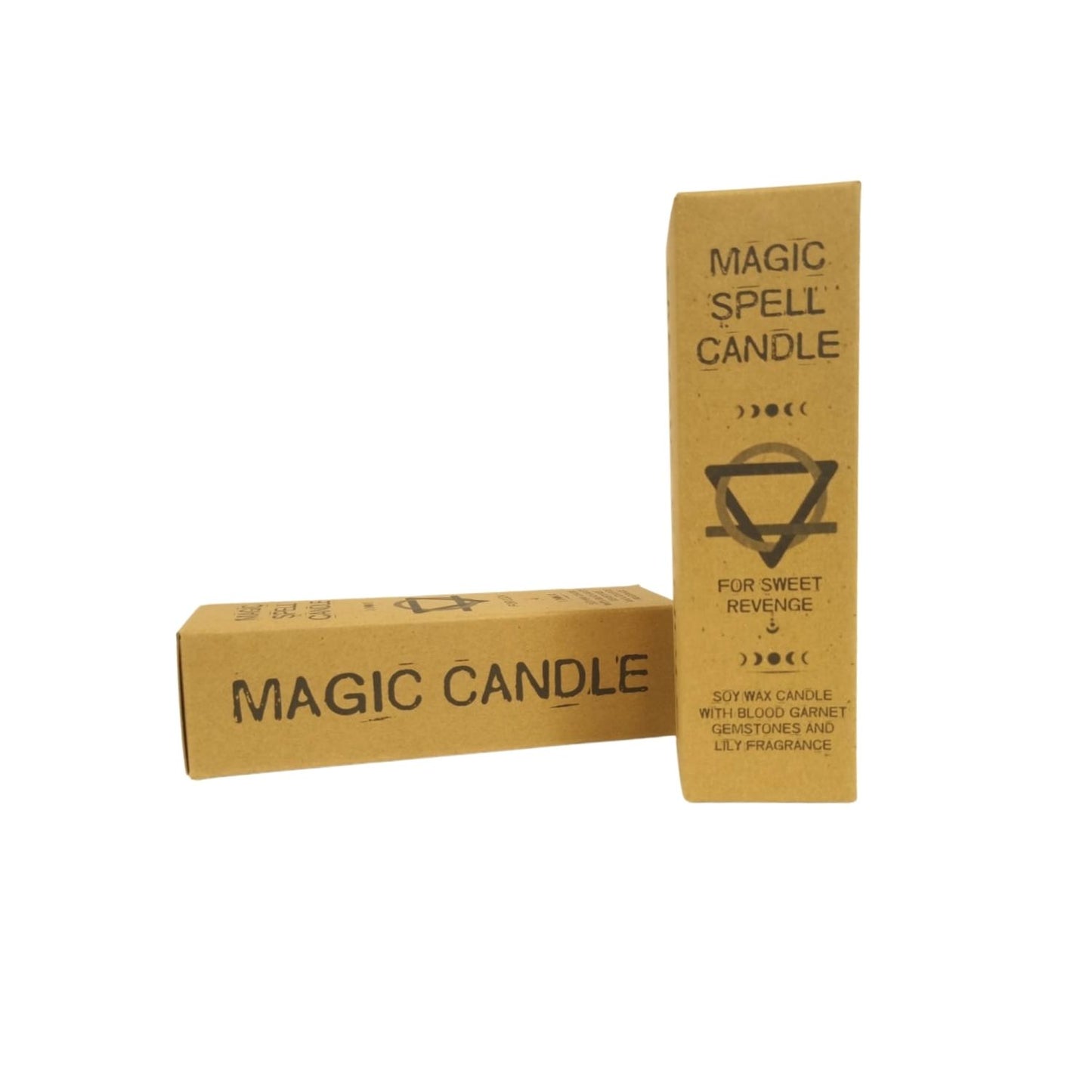 Magic Spell Candle - Sweet Revenge. Soy wax Candle with BLOOD GARNET gemstones & LILY fragrance