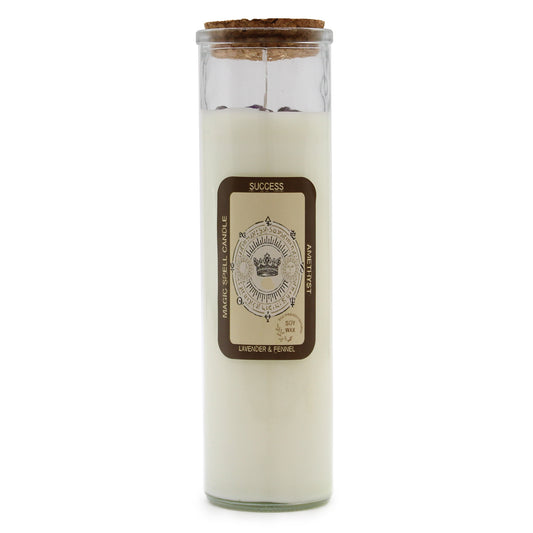 Magic Spell Candle - Success. Soy wax Candle with AMETHYST gemstones and LAVENDER  & FENNEL fragrance