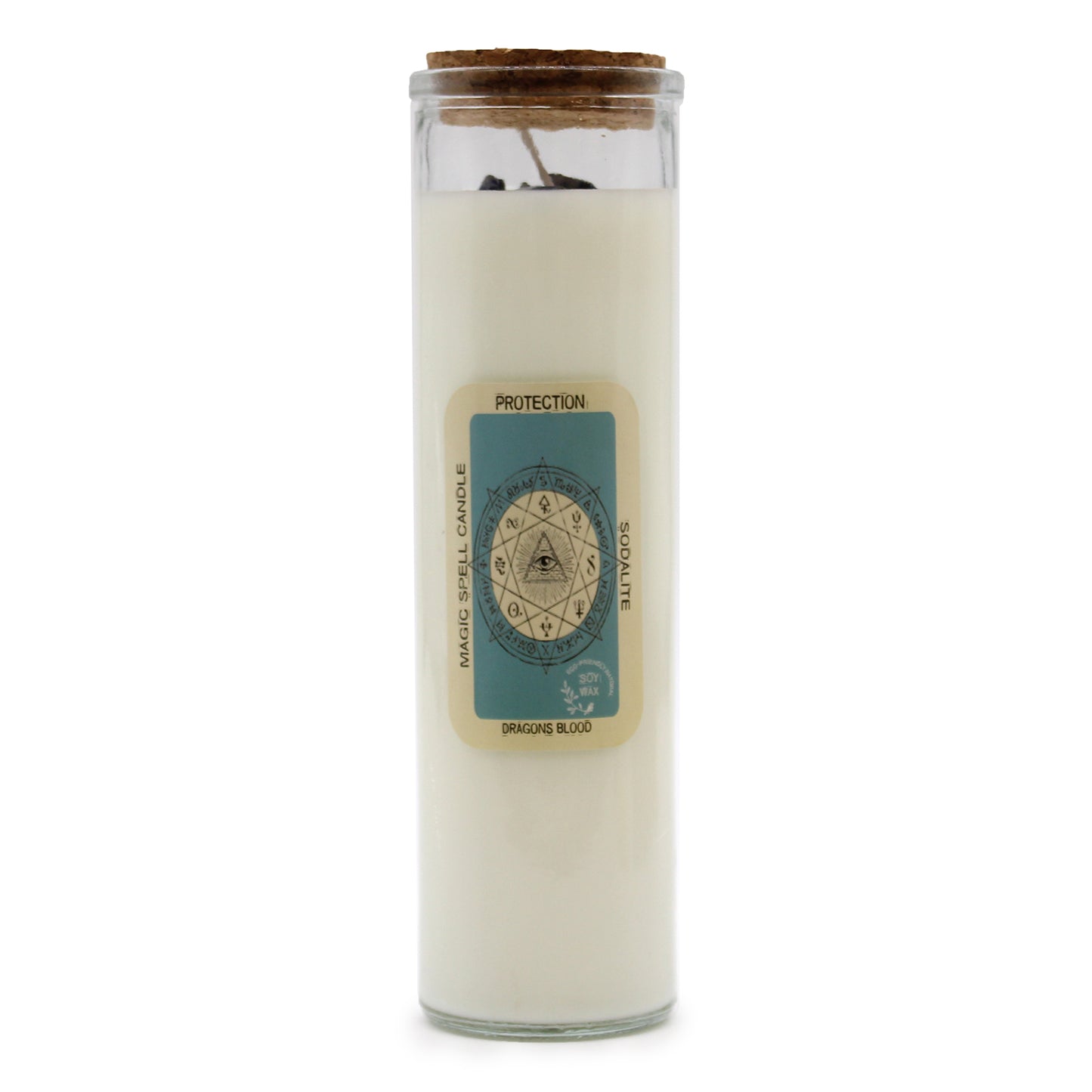 Magic Spell Candle - Protection. Soy wax Candle with SODALITE gemstones & DRAGONS BLOOD