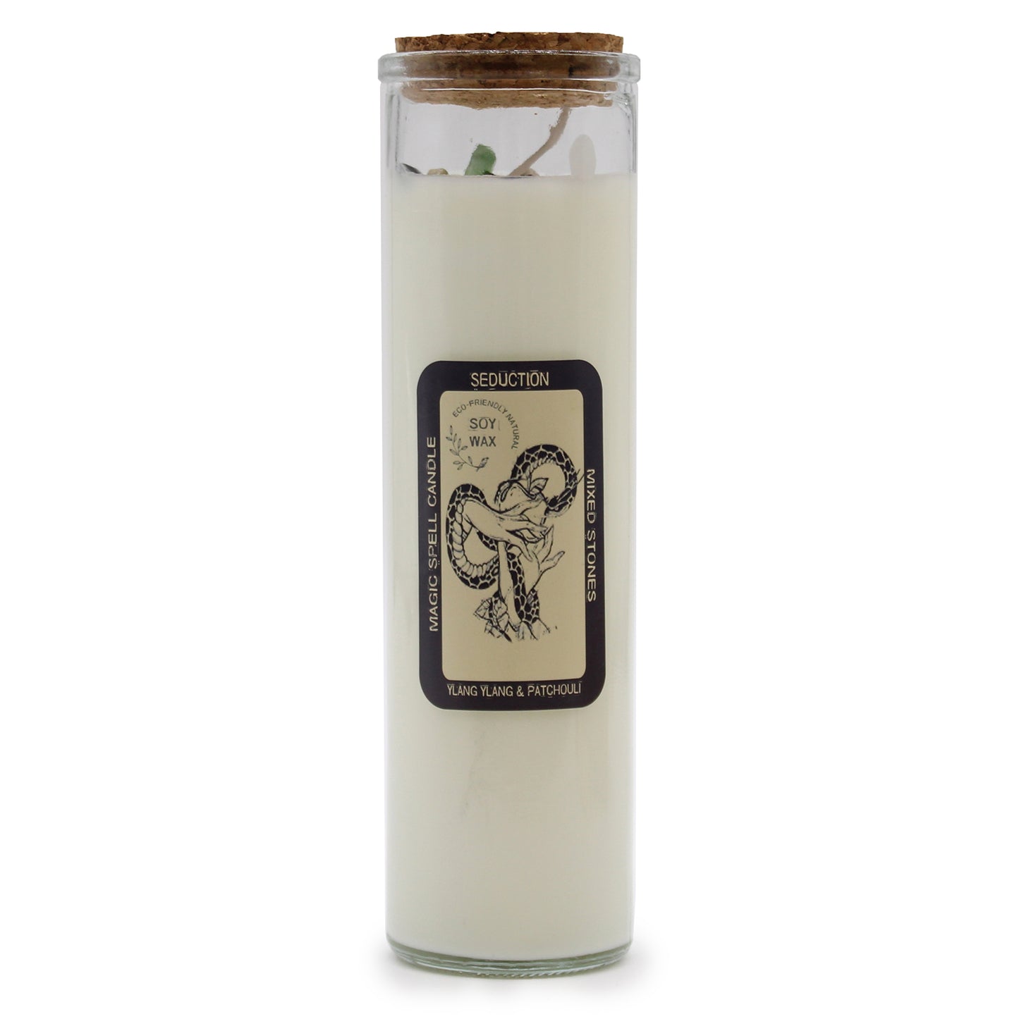 Magic Spell Candle - Seduction. Soy wax Candle with MIXED gemstones & YLANG YLANG & PATCHOULI