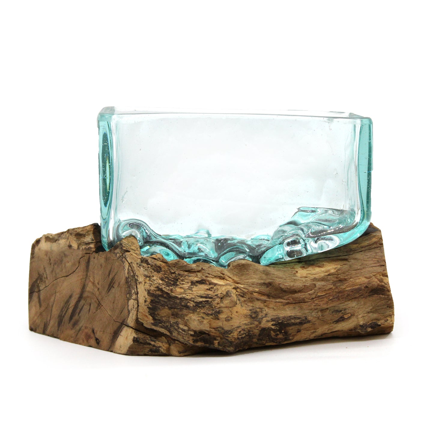 Back in Stock 27th Aug. Molten Glass Tank on Wood with Stand - Medium Bowl. Product code: MGW-21