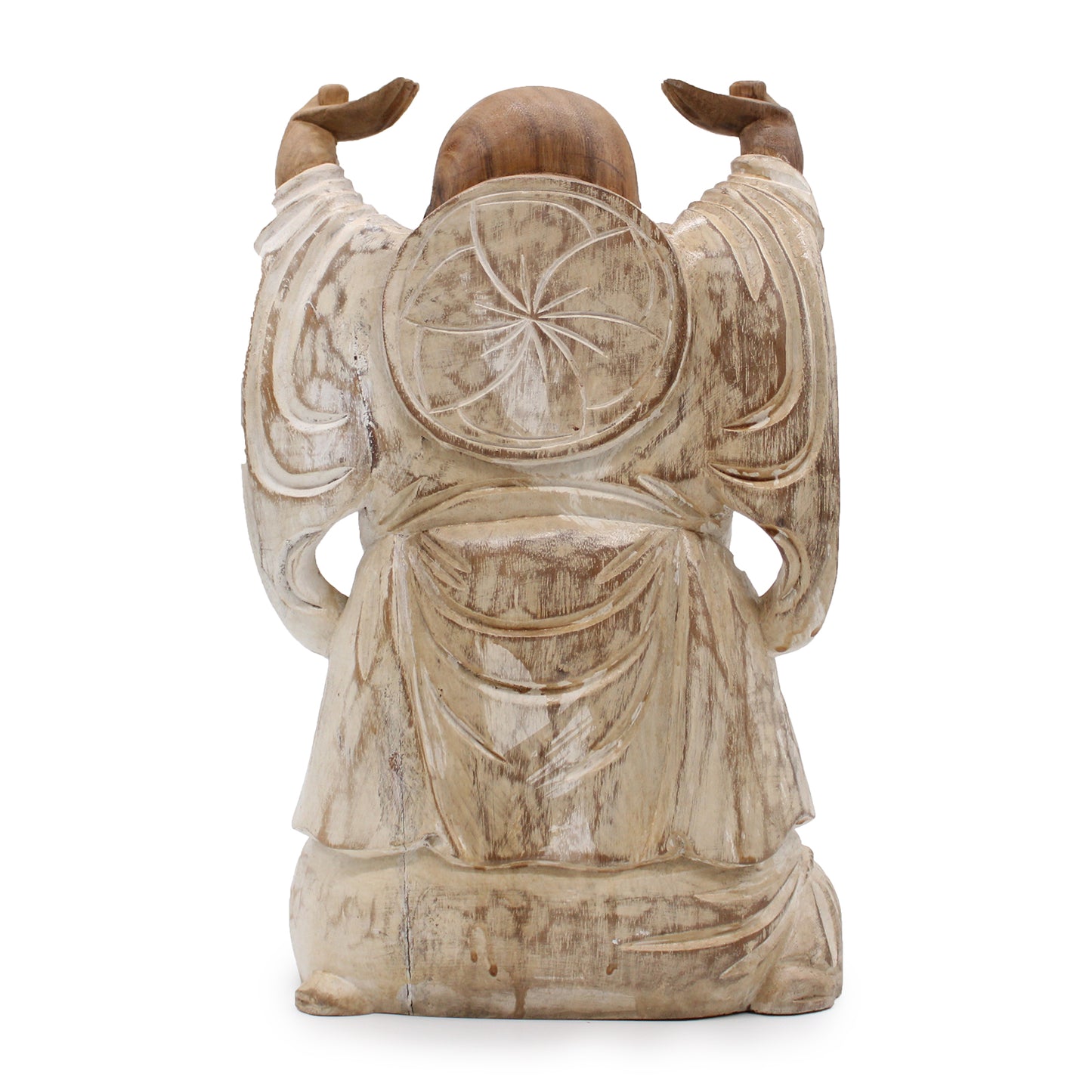 Happy Buddha Hands Up - Whitewash 40cm HCBS-16