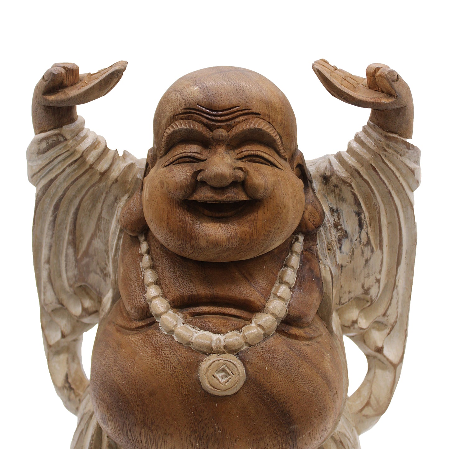 Happy Buddha Hands Up - Whitewash 40cm HCBS-16