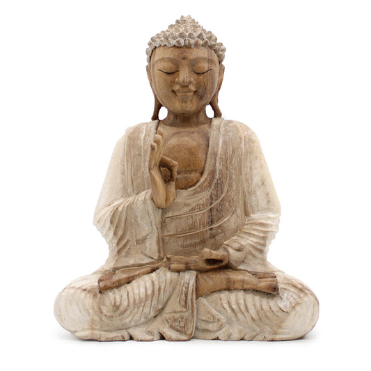 Buddha Statue Whitewash - 30cm Teaching Transmission HCBS-19