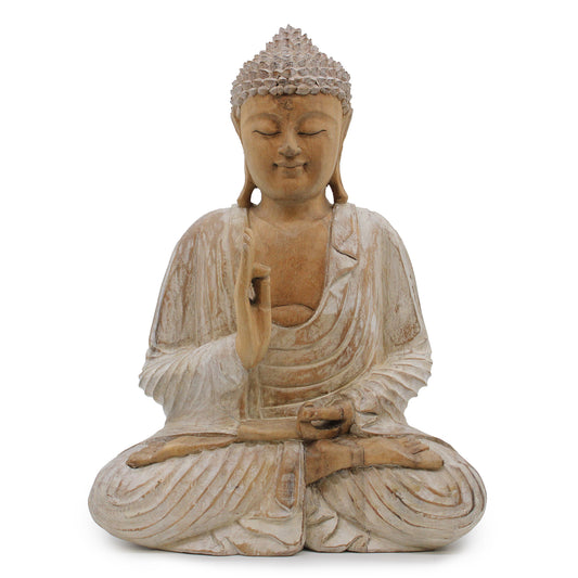 Buddha Statue Whitewash - 40cm Teaching Transmission HCBS-21