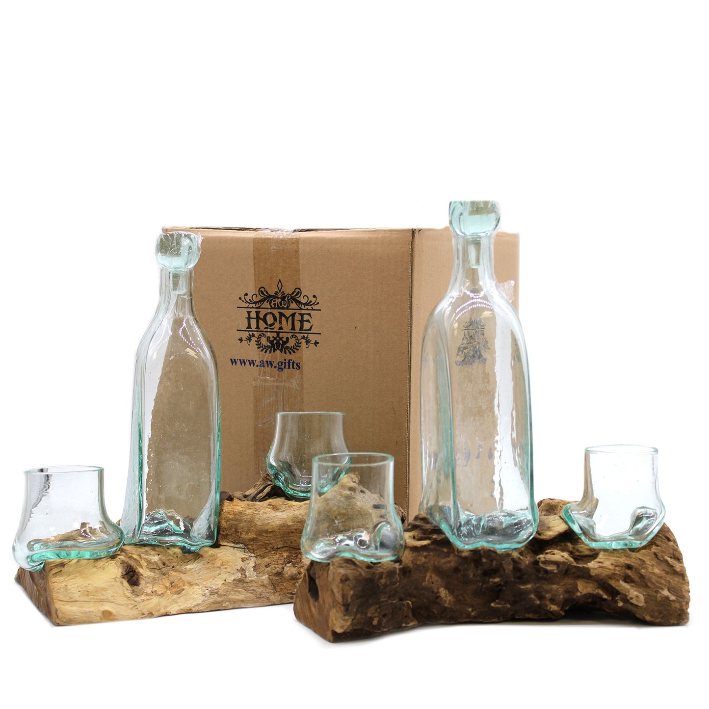 Molten Glass on Wood- Whisky Set. Product code: MGW-07