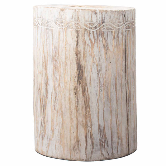 Tribal Stool / Table -  Albasia - Whitewash