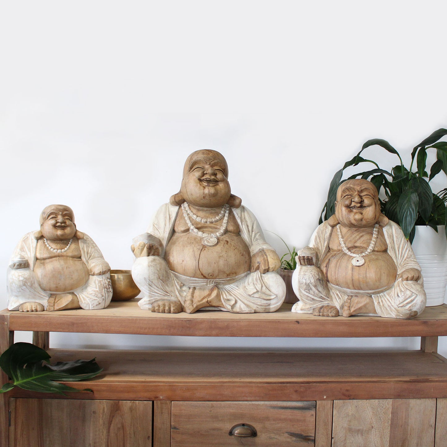 Happy Buddha - Whitewash 40cm HCBS-14