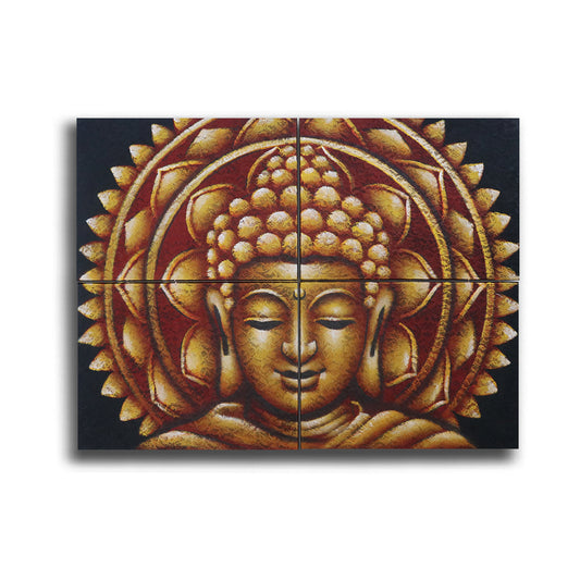 Set of 4 Gold Buddha Mandala Brocade Detail 30x40cm. Product Code: BAP-19