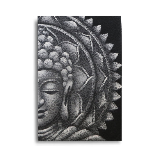 Grey Half Buddha Mandala 60x80cm. Product Code: BAP-21