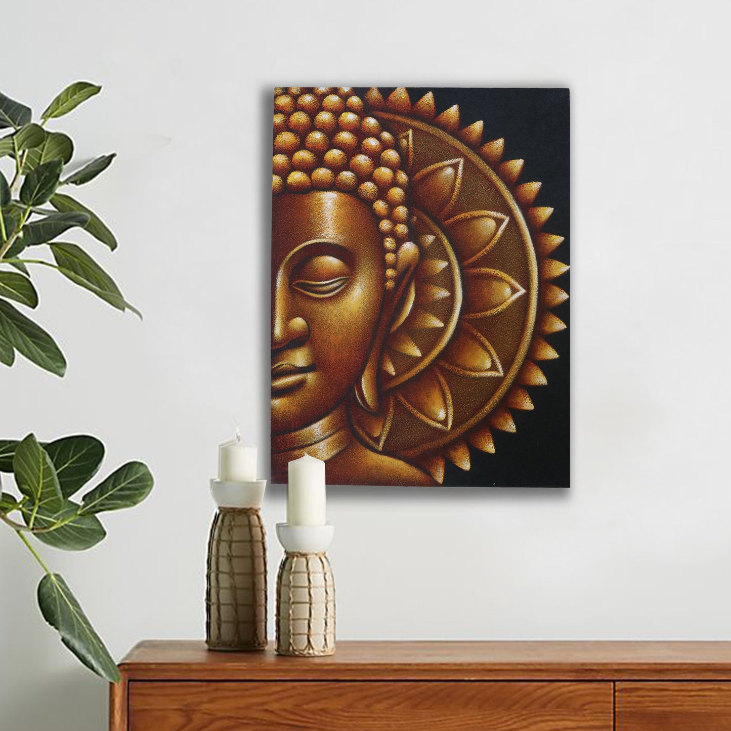 Gold Half Buddha Mandala 60x80cm. Product Code: BAP-22