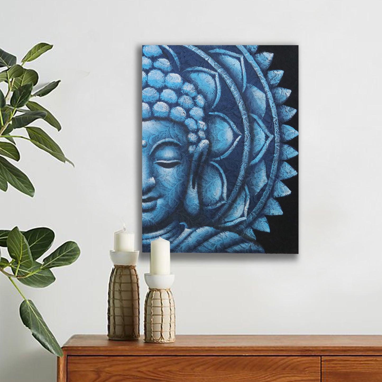 Blue Half Buddha Mandala 60x80cm. Product Code: BAP-23