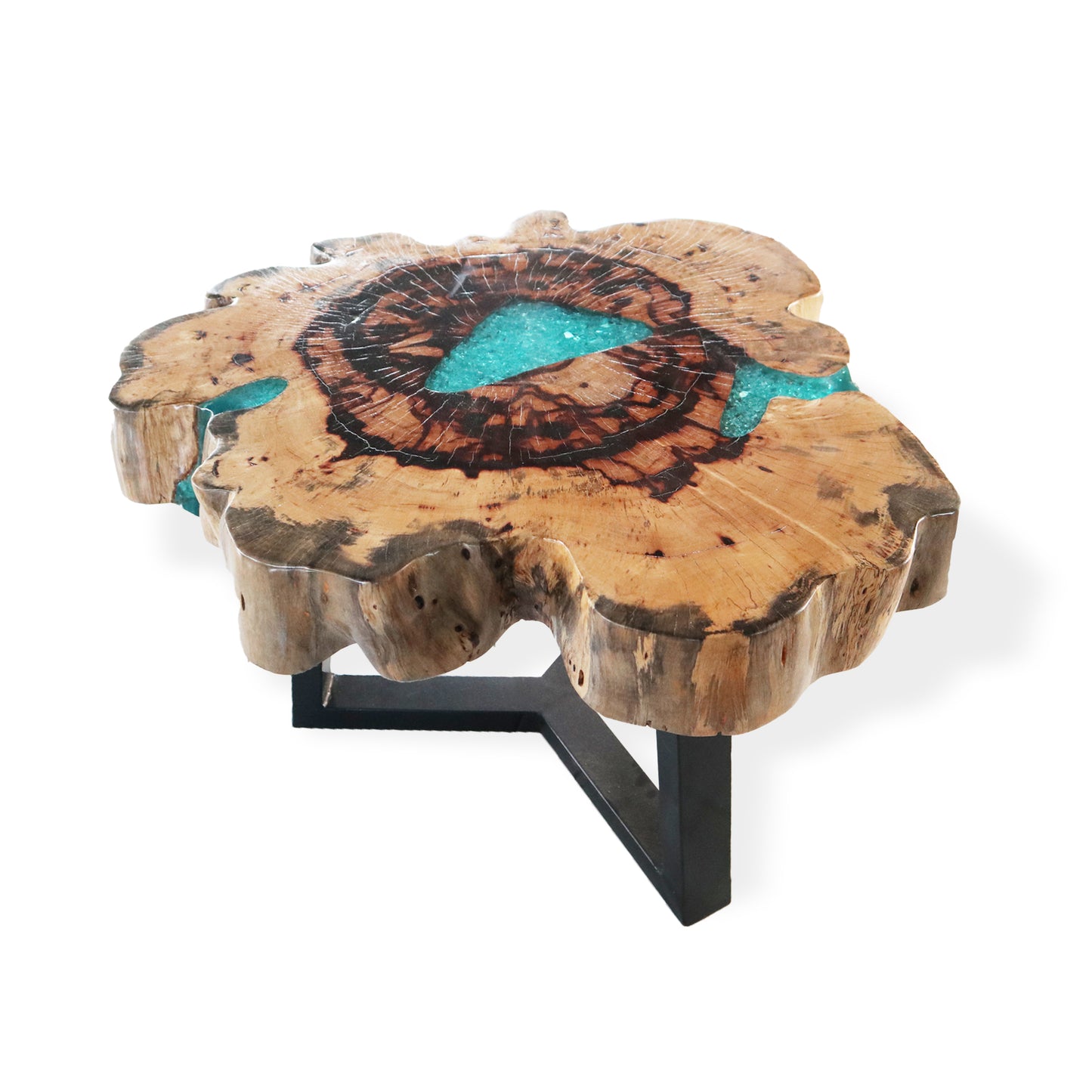 Tamarind and Resin Coffee Table - Aqua. Product Code: RWA-01