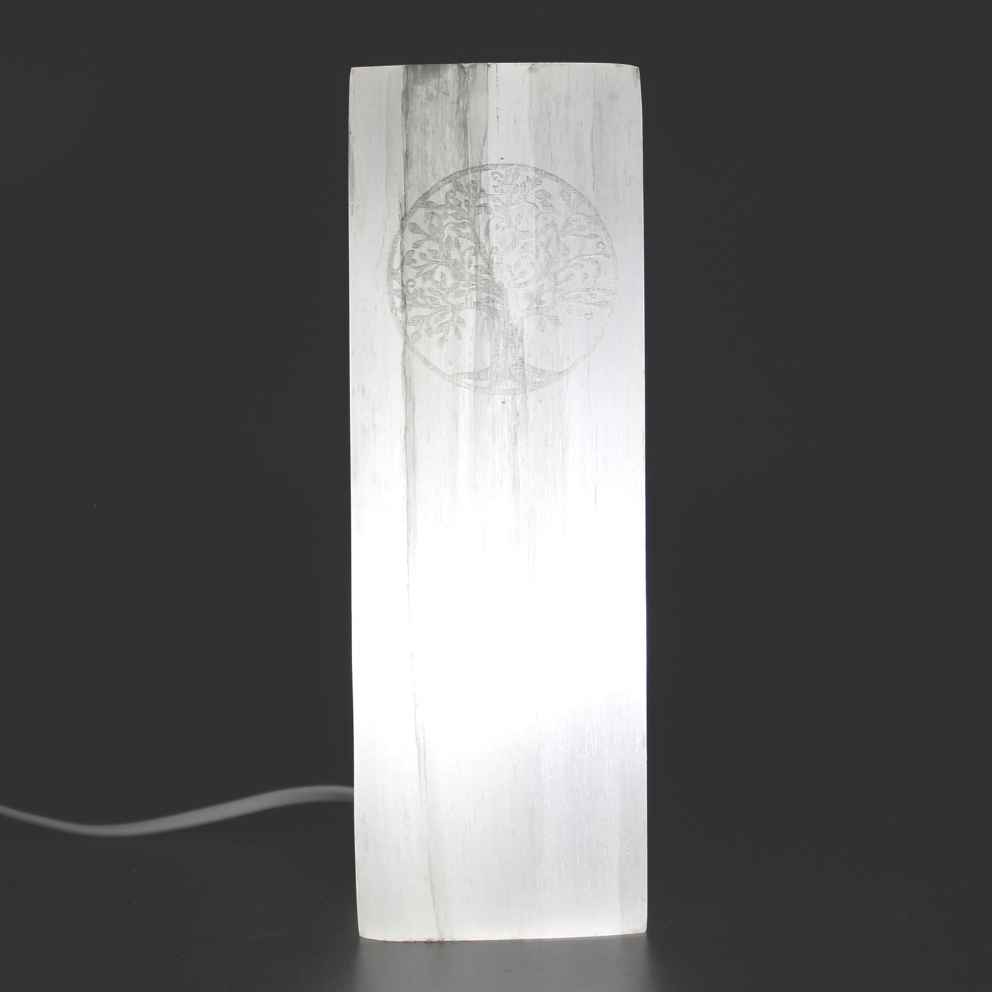 Selenite Block Lamp 25cm - Tree of Life