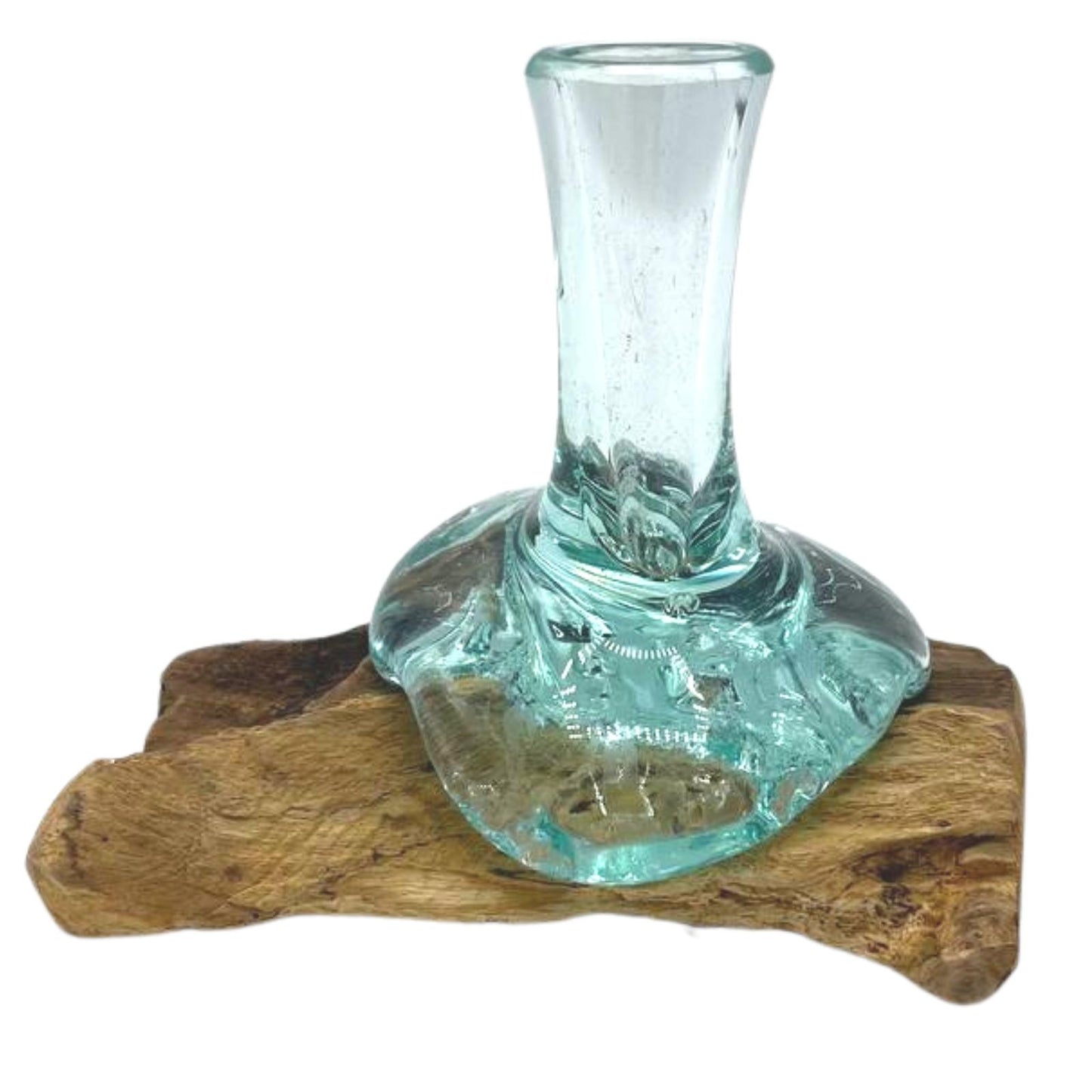 Molton Glass Small Flower Vase on Wood. Product code: MGW-28